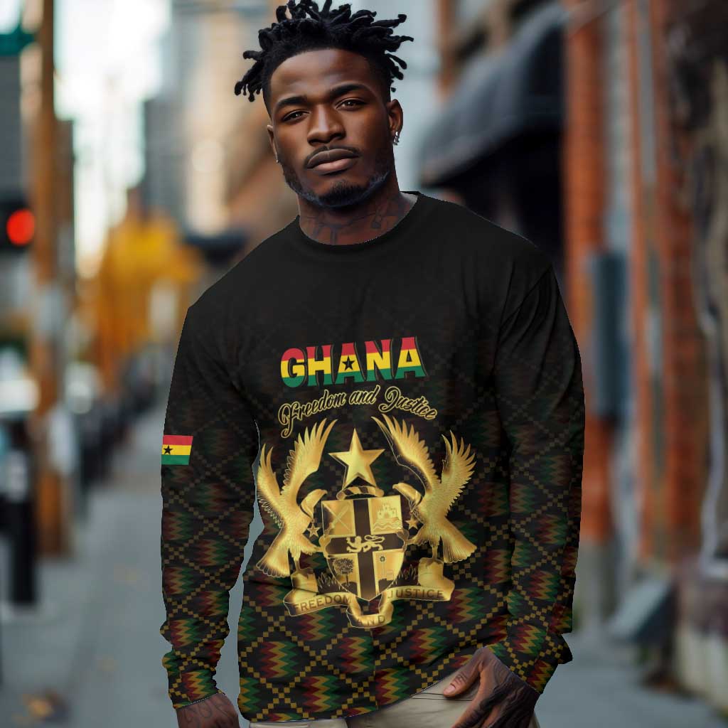 Personalized Ghana Gold Emblem Long Sleeve Shirt The Heart of Gold of Africa - African Pride