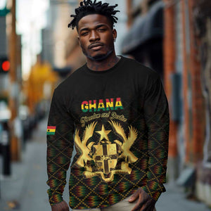 Personalized Ghana Gold Emblem Long Sleeve Shirt The Heart of Gold of Africa - African Pride
