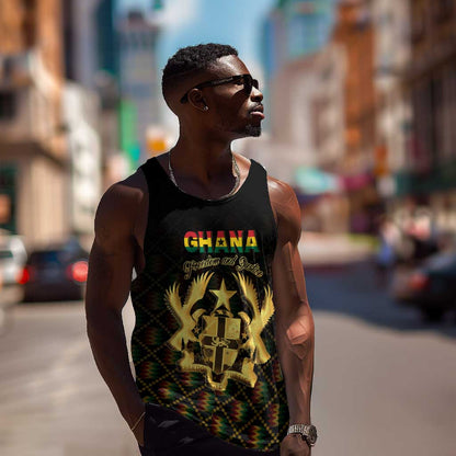 Personalized Ghana Gold Emblem Men Tank Top The Heart of Gold of Africa - African Pride