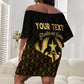 Personalized Ghana Gold Emblem Off Shoulder Short Dress The Heart of Gold of Africa - African Pride