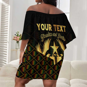 Personalized Ghana Gold Emblem Off Shoulder Short Dress The Heart of Gold of Africa - African Pride