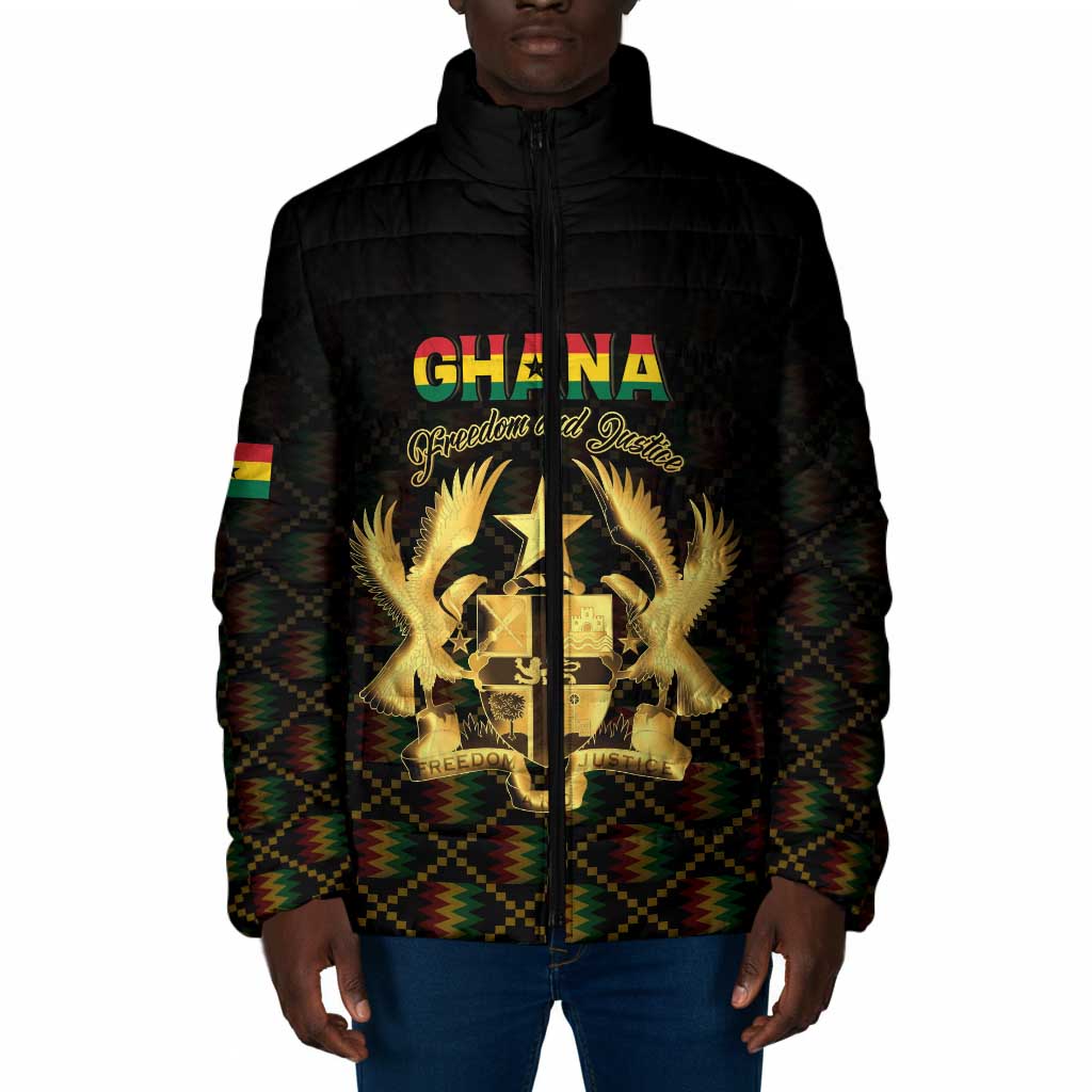 Personalized Ghana Kente Pattern Padded Jacket The Heart of Gold of Africa