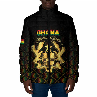 Personalized Ghana Kente Pattern Padded Jacket The Heart of Gold of Africa
