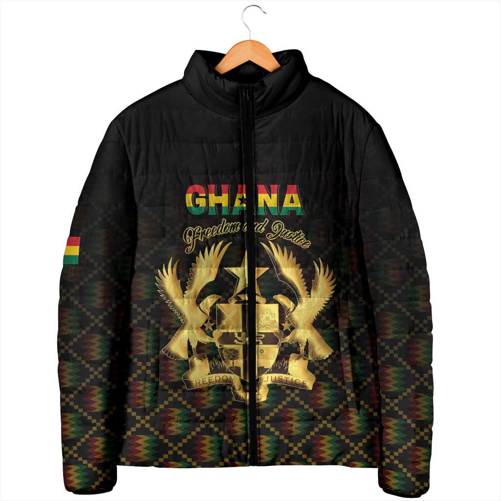 Personalized Ghana Kente Pattern Padded Jacket The Heart of Gold of Africa