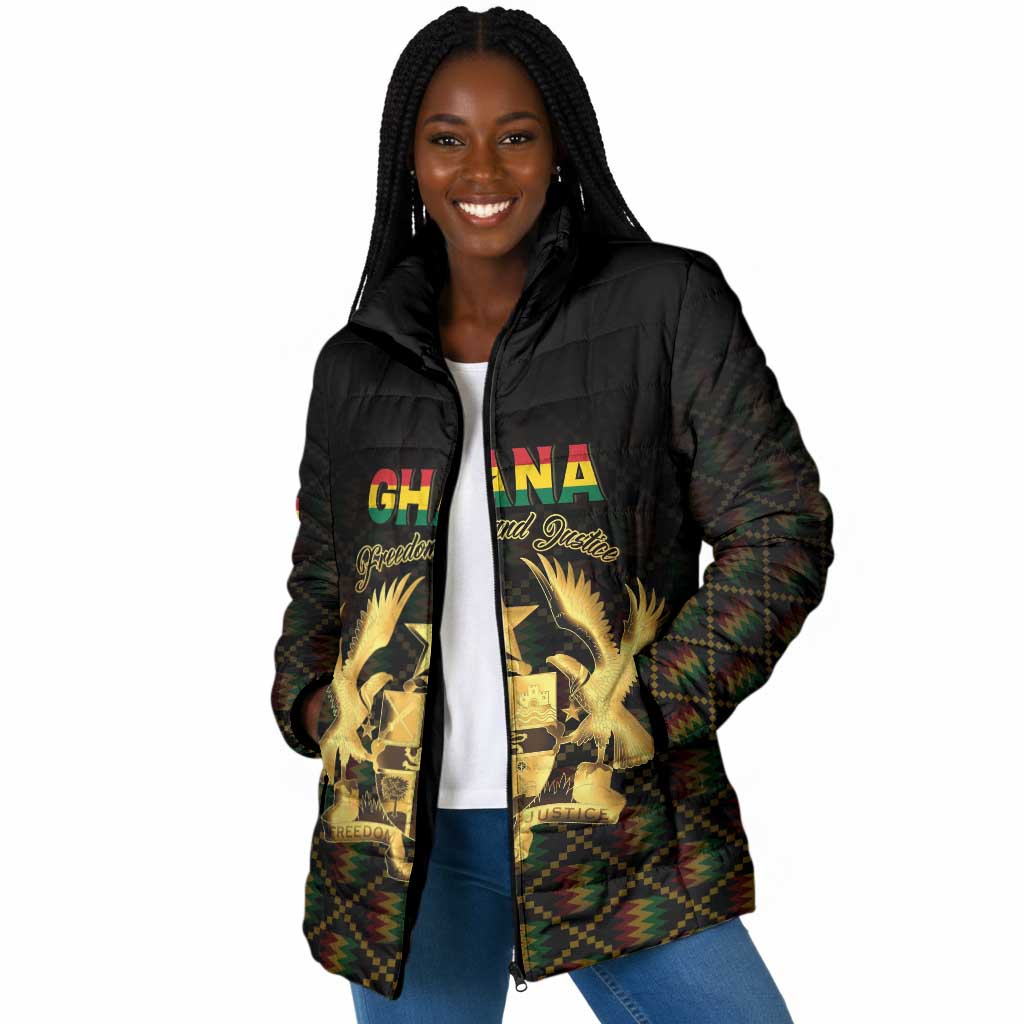 Personalized Ghana Kente Pattern Padded Jacket The Heart of Gold of Africa