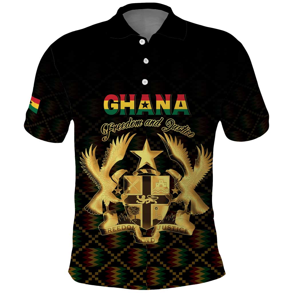 Personalized Ghana Gold Emblem Polo Shirt The Heart of Gold of Africa - African Pride