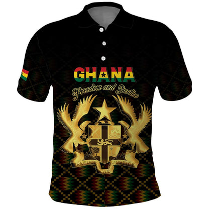 Personalized Ghana Gold Emblem Polo Shirt The Heart of Gold of Africa - African Pride