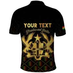 Personalized Ghana Gold Emblem Polo Shirt The Heart of Gold of Africa - African Pride