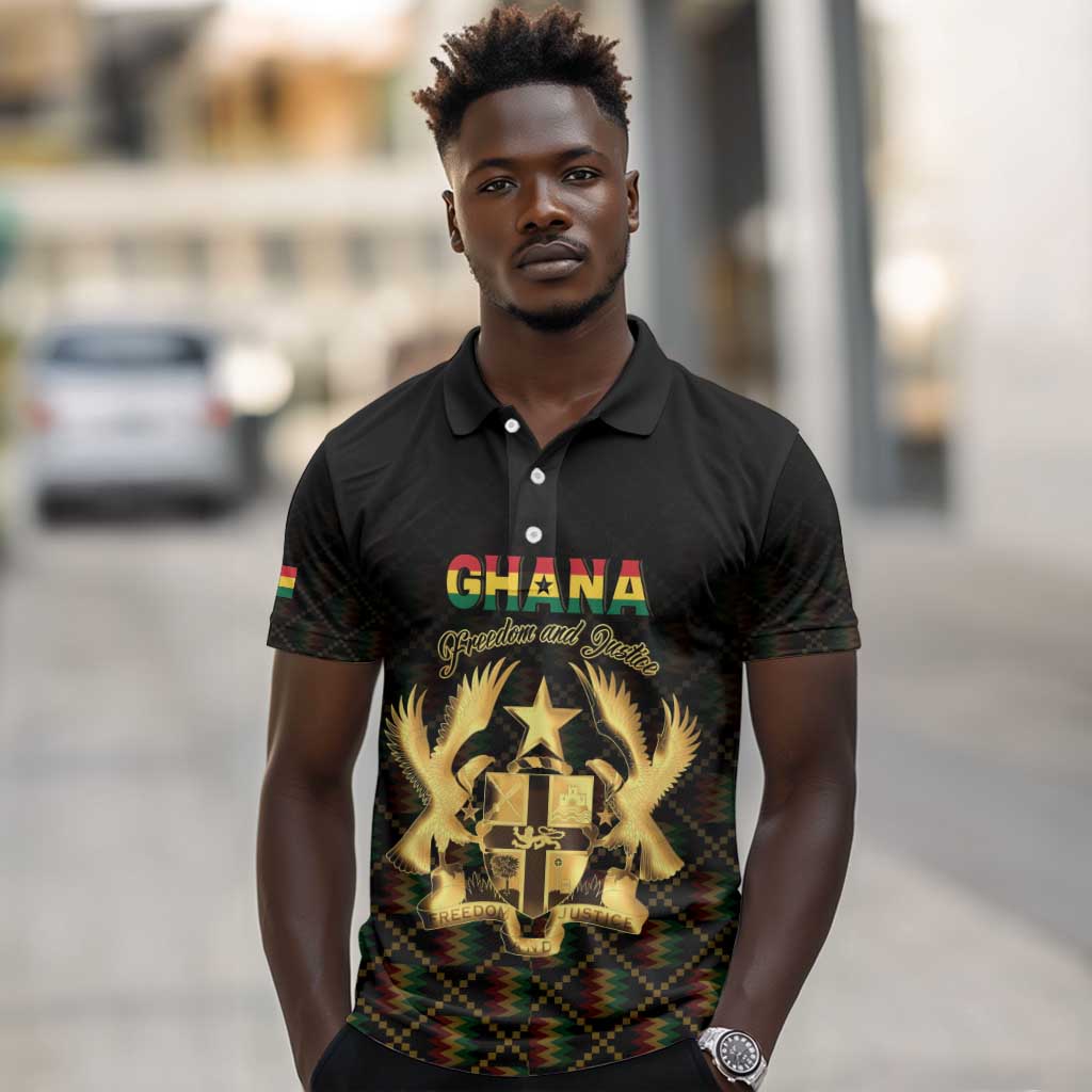 Personalized Ghana Gold Emblem Polo Shirt The Heart of Gold of Africa - African Pride