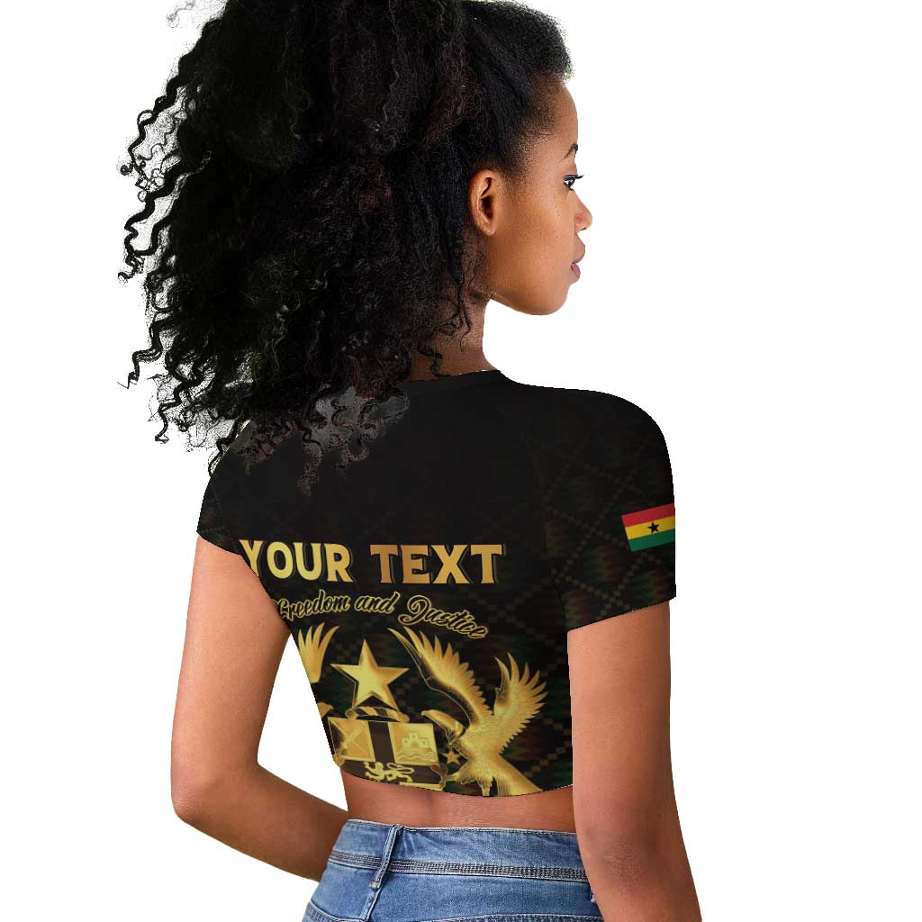 Personalized Ghana Gold Emblem Raglan Cropped T shirt The Heart of Gold of Africa - African Pride