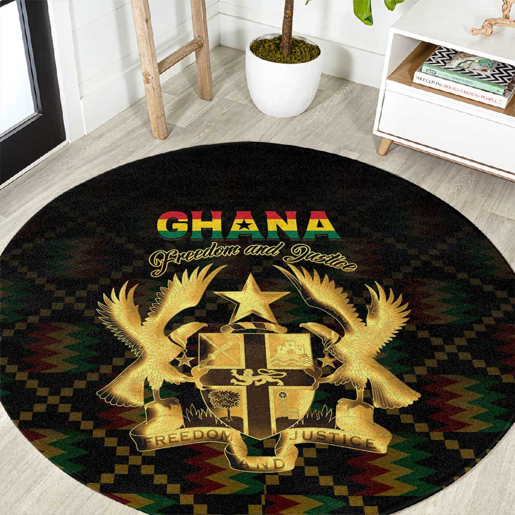 Ghana Gold Emblem Round Carpet The Heart of Gold of Africa - African Pride