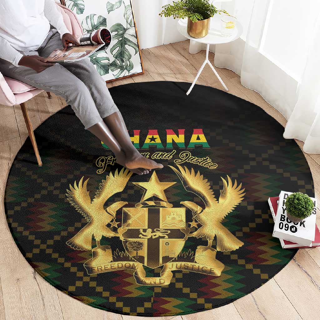 Ghana Gold Emblem Round Carpet The Heart of Gold of Africa - African Pride