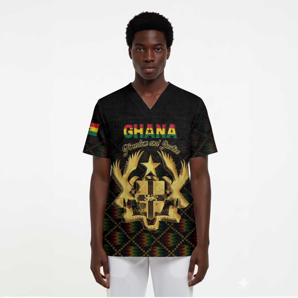 Personalized Ghana Gold Emblem Scrub Top The Heart of Gold of Africa - African Pride