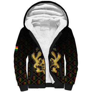 Personalized Ghana Gold Emblem Sherpa Hoodie The Heart of Gold of Africa - African Pride