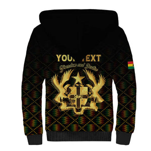 Personalized Ghana Gold Emblem Sherpa Hoodie The Heart of Gold of Africa - African Pride