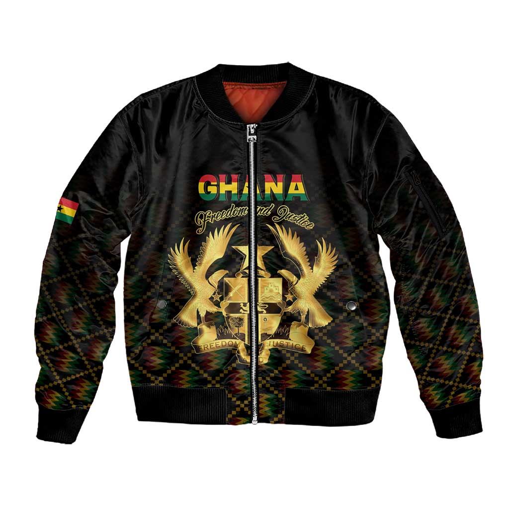 Personalized Ghana Gold Emblem Sleeve Zip Bomber Jacket The Heart of Gold of Africa - African Pride