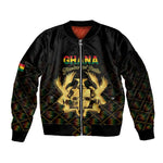 Personalized Ghana Gold Emblem Sleeve Zip Bomber Jacket The Heart of Gold of Africa - African Pride