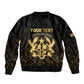 Personalized Ghana Gold Emblem Sleeve Zip Bomber Jacket The Heart of Gold of Africa - African Pride