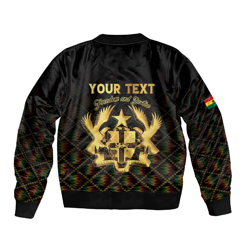 Personalized Ghana Gold Emblem Sleeve Zip Bomber Jacket The Heart of Gold of Africa - African Pride