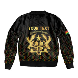 Personalized Ghana Gold Emblem Sleeve Zip Bomber Jacket The Heart of Gold of Africa - African Pride
