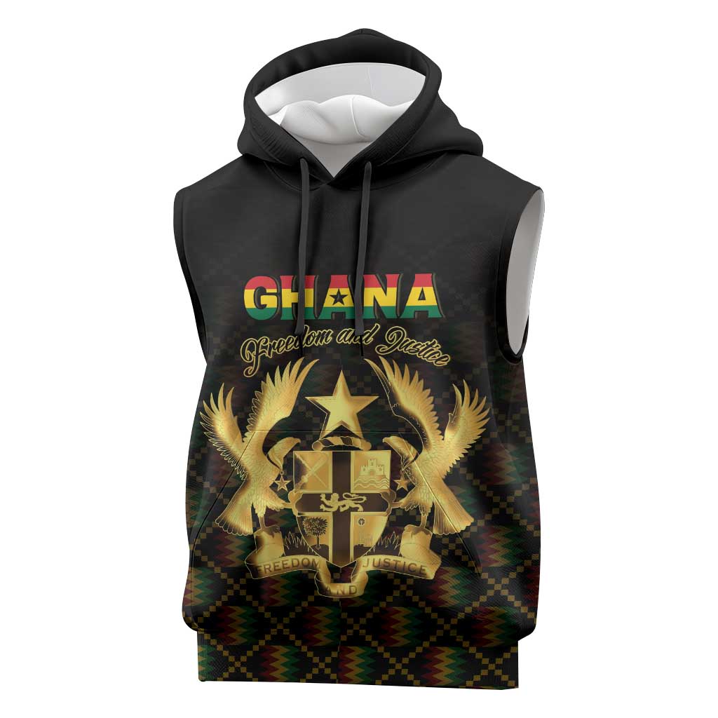 Personalized Ghana Gold Emblem Sleeveless Hoodie The Heart of Gold of Africa - African Pride
