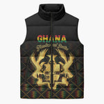 Personalized Ghana Kente Pattern Sleeveless Puffer Jacket The Heart of Gold of Africa