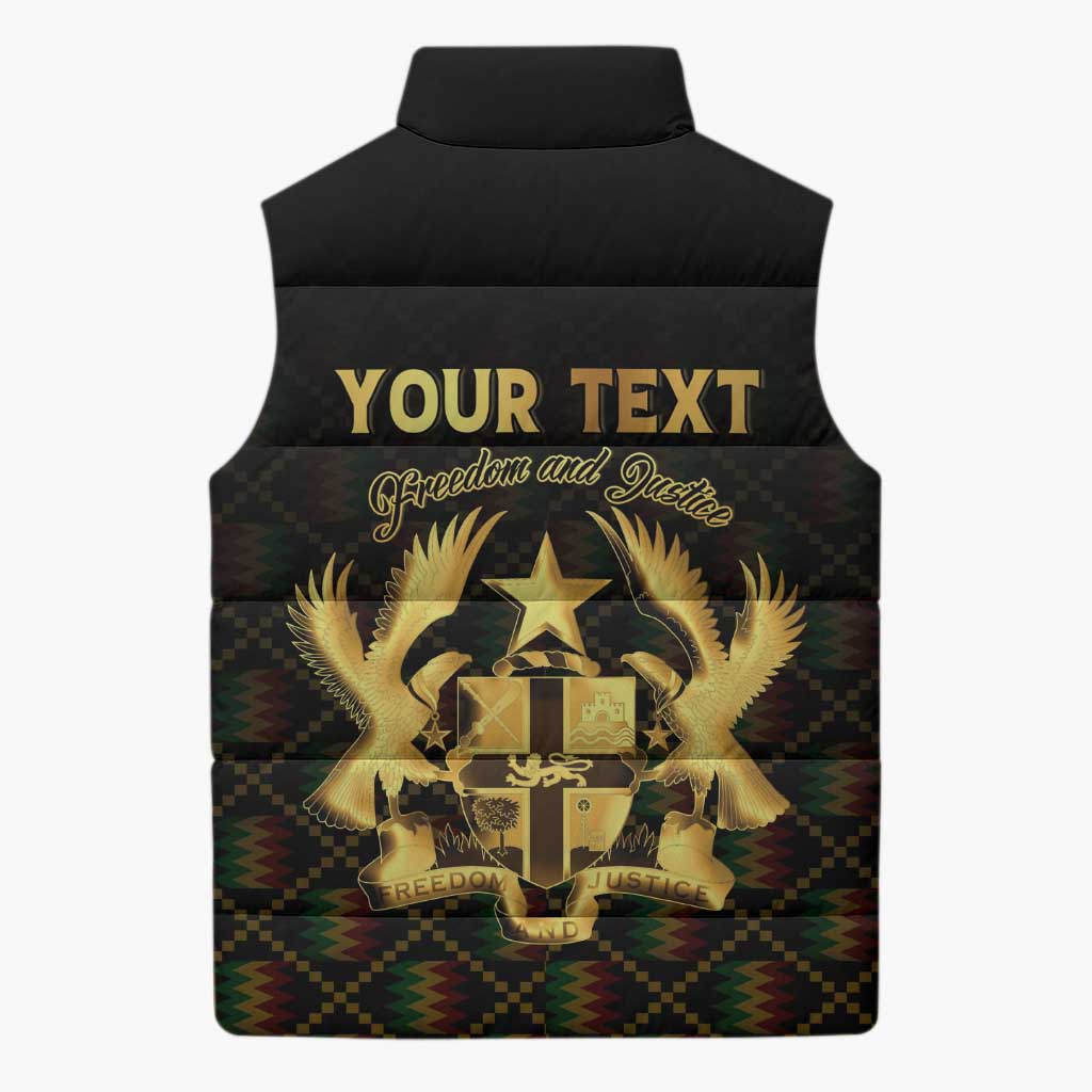 Personalized Ghana Kente Pattern Sleeveless Puffer Jacket The Heart of Gold of Africa