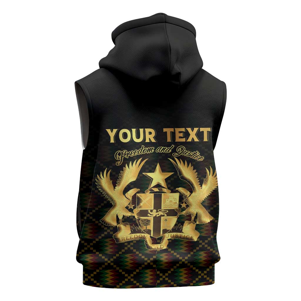 Personalized Ghana Gold Emblem Sleeveless Zip Hoodie The Heart of Gold of Africa - African Pride
