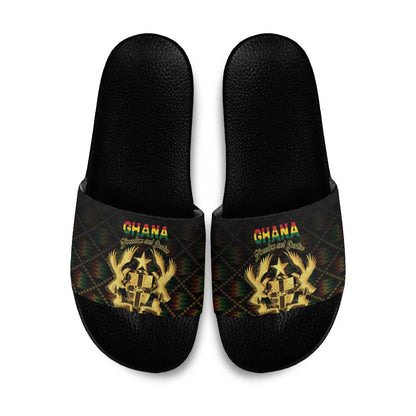 Ghana Kente Pattern Slide Sandals The Heart of Gold of Africa
