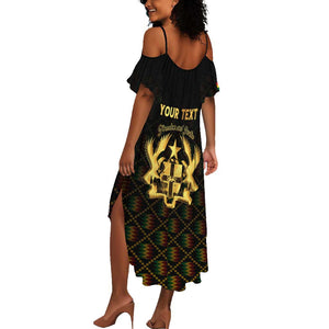 Personalized Ghana Gold Emblem Summer Maxi Dress The Heart of Gold of Africa - African Pride