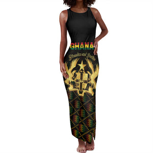 Personalized Ghana Gold Emblem Tank Maxi Dress The Heart of Gold of Africa - African Pride