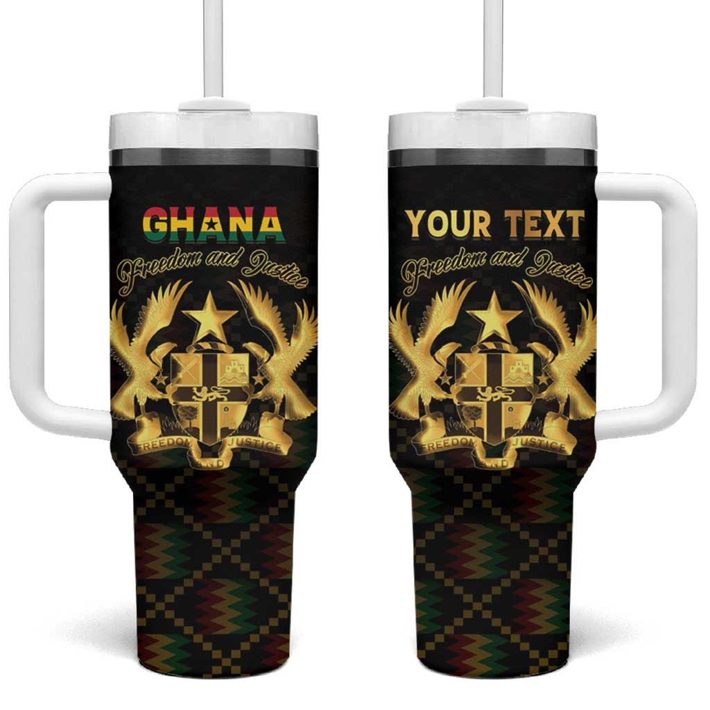 Personalized Ghana Gold Emblem Tumbler With Handle The Heart of Gold of Africa - African Pride