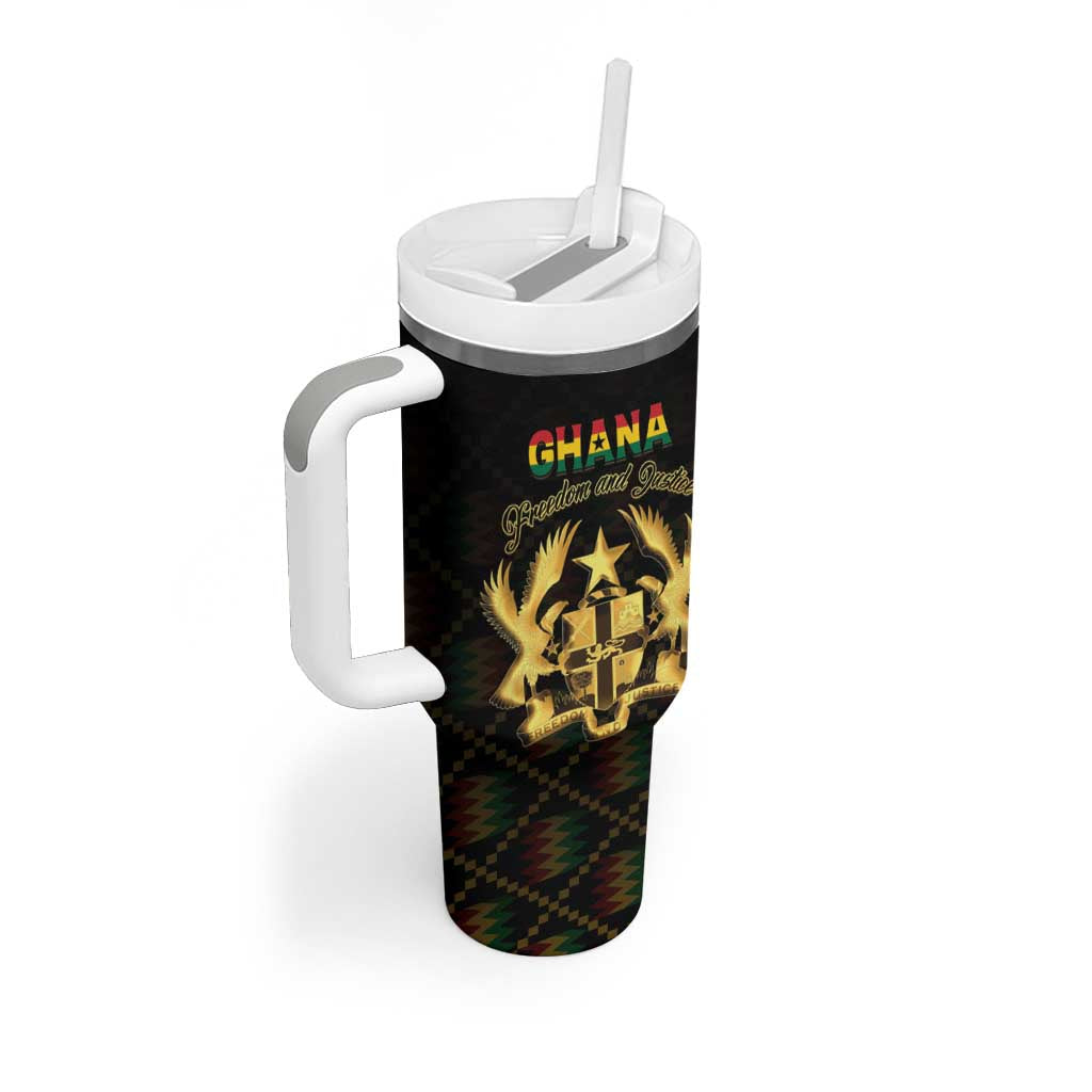 Personalized Ghana Gold Emblem Tumbler With Handle The Heart of Gold of Africa - African Pride
