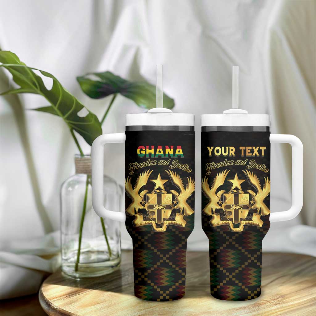 Personalized Ghana Gold Emblem Tumbler With Handle The Heart of Gold of Africa - African Pride