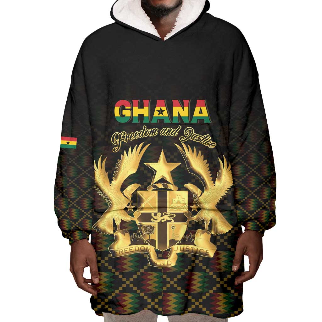 Personalized Ghana Gold Emblem Wearable Blanket Hoodie The Heart of Gold of Africa - African Pride