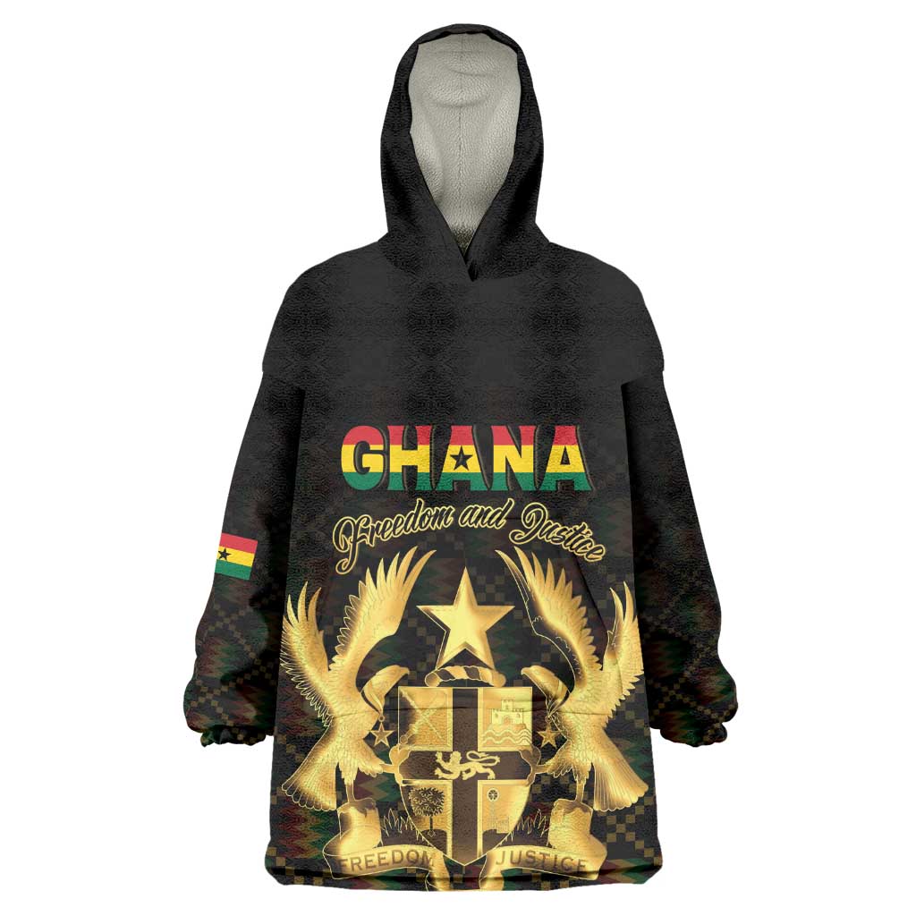 Personalized Ghana Gold Emblem Wearable Blanket Hoodie The Heart of Gold of Africa - African Pride