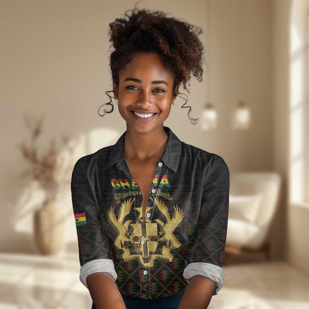 Personalized Ghana Gold Emblem Women Casual Shirt The Heart of Gold of Africa - African Pride