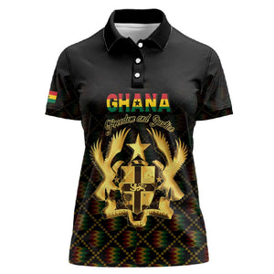 Personalized Ghana Gold Emblem Women Polo Shirt The Heart of Gold of Africa - African Pride