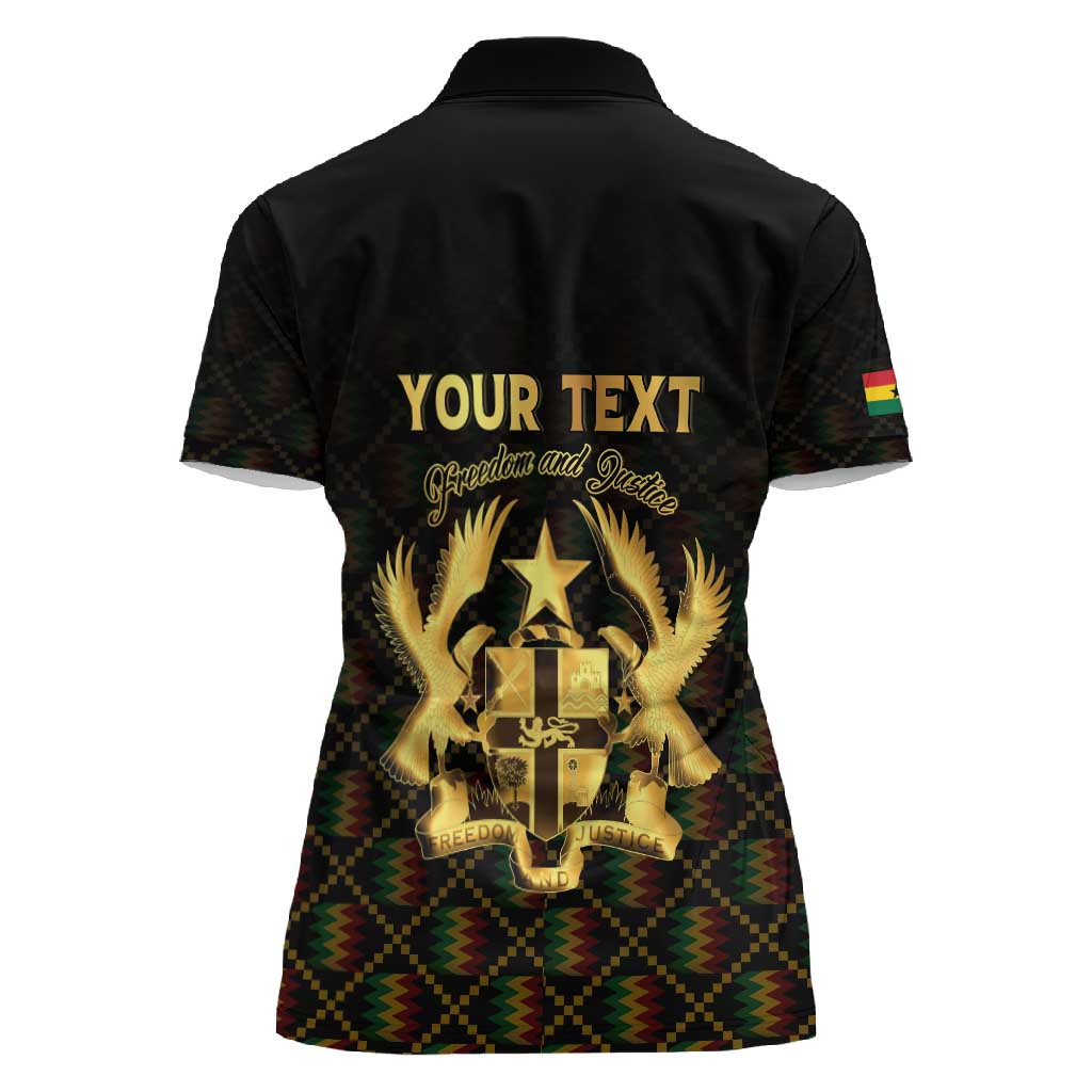 Personalized Ghana Gold Emblem Women Polo Shirt The Heart of Gold of Africa - African Pride
