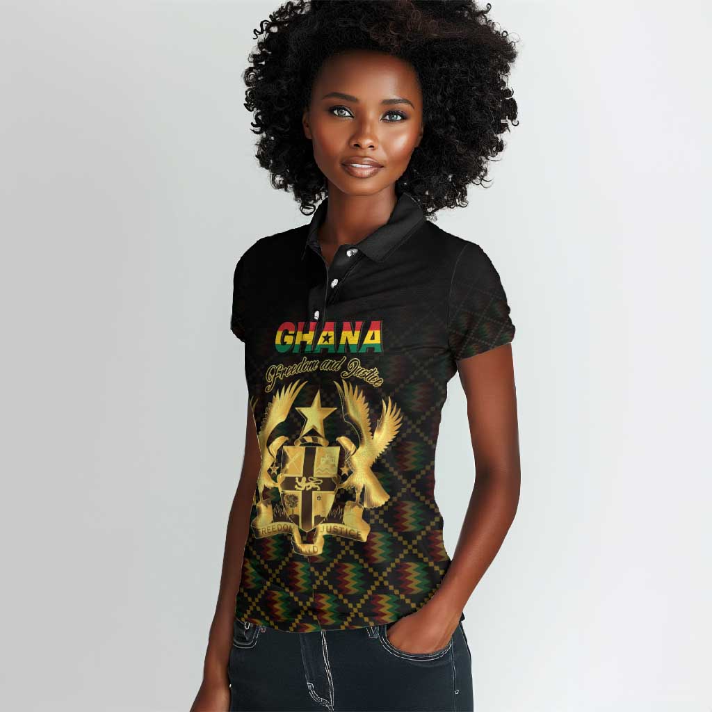 Personalized Ghana Gold Emblem Women Polo Shirt The Heart of Gold of Africa - African Pride