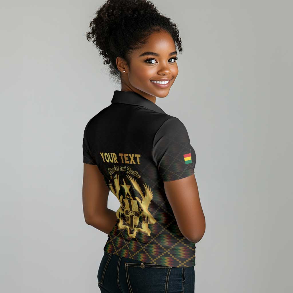 Personalized Ghana Gold Emblem Women Polo Shirt The Heart of Gold of Africa - African Pride