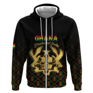 Personalized Ghana Gold Emblem Zip Hoodie The Heart of Gold of Africa - African Pride