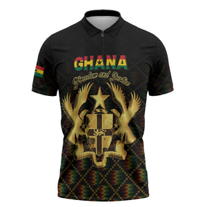 Personalized Ghana Kente Pattern Zipper Polo Shirt The Heart of Gold of Africa