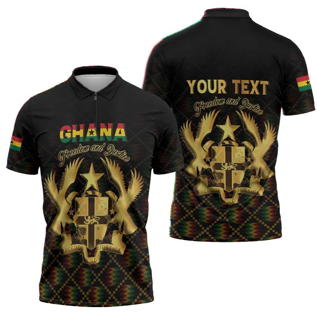 Personalized Ghana Kente Pattern Zipper Polo Shirt The Heart of Gold of Africa
