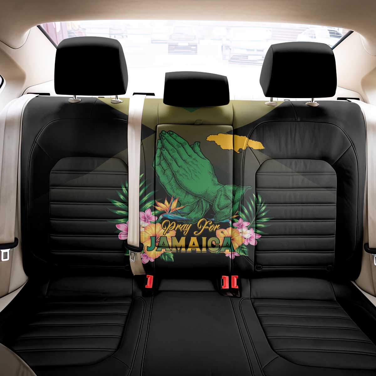 Jamaica Back Car Seat Cover Stay Strong - Stay Safe - African Pride