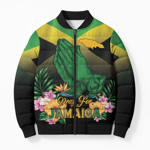 Personalized Pray For Jamaica Bomber Puffer Jacket Jamaica Strong