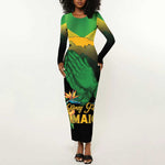 Personalized Jamaica Long Sleeve Bodycon Dress Stay Strong - Stay Safe - African Pride