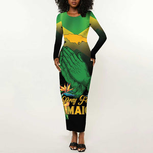 Personalized Jamaica Long Sleeve Bodycon Dress Stay Strong - Stay Safe - African Pride