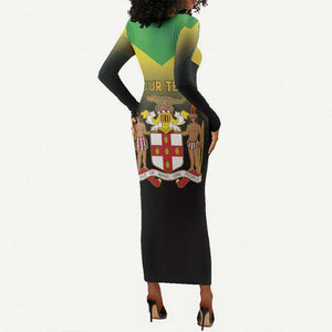Personalized Jamaica Long Sleeve Bodycon Dress Stay Strong - Stay Safe - African Pride