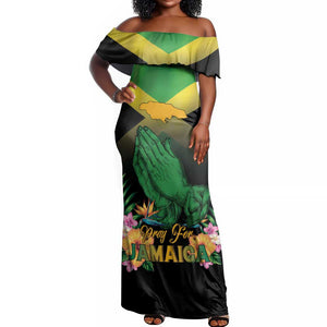 Personalized Jamaica Off Shoulder Maxi Dress Stay Strong - Stay Safe - African Pride